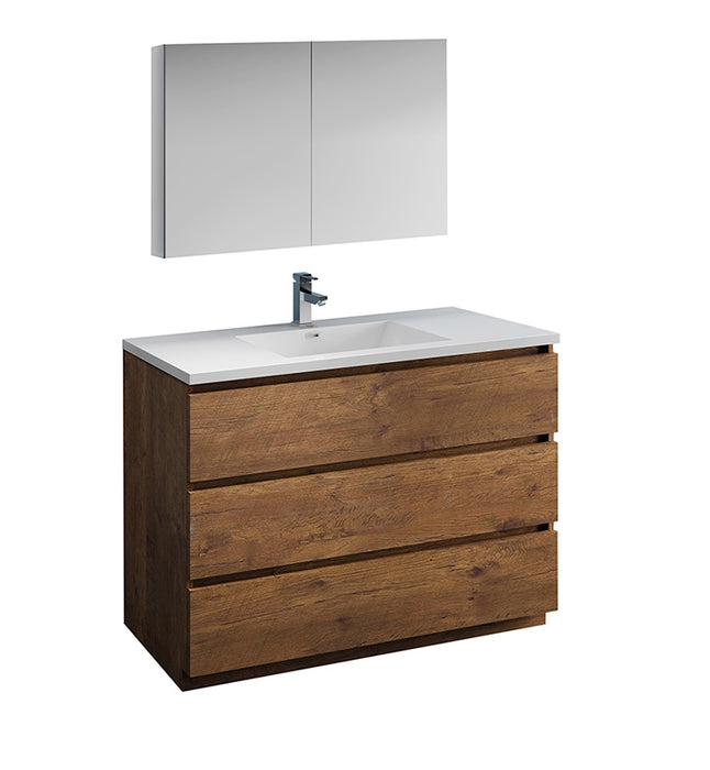 Fresca Lazzaro 48" Rosewood Free Standing Modern Bathroom Vanity w/ Medicine Cabinet FVN9348RW