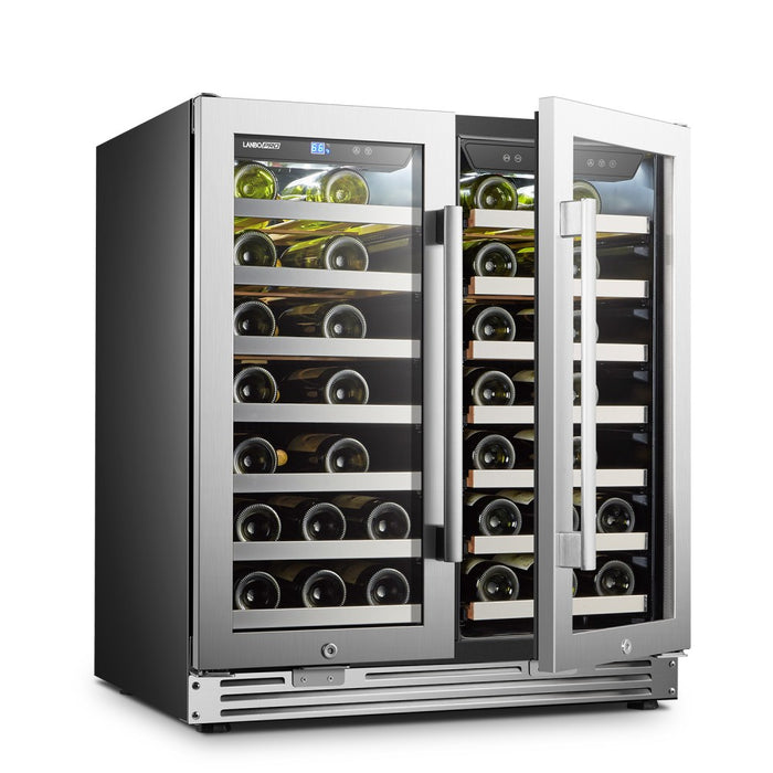 LanboPro Dual Zone Wine Cooler French Doors 62 Bottle Capacity LP66D