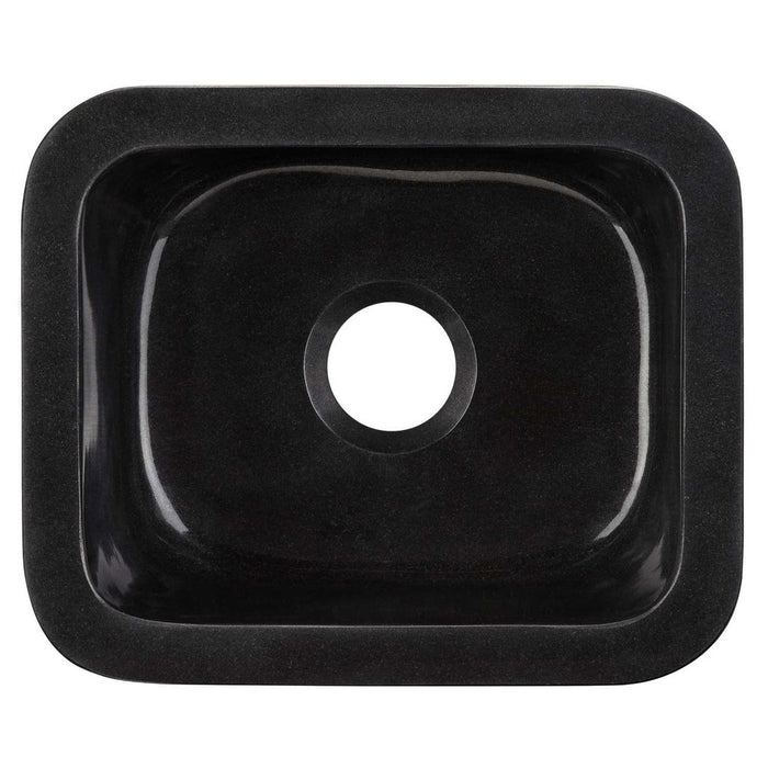 Novatto 18-inch Single Bowl Bar Sink in Black Granite with Polished Apron NKS-18SBPAN