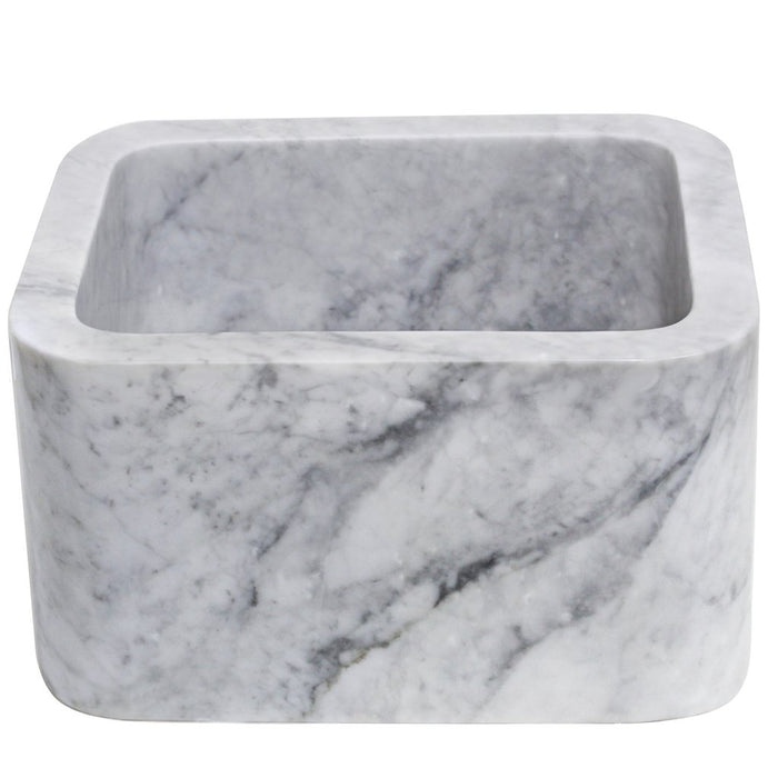Novatto 18-inch Single Bowl Bar Sink in Carrara White Marble with Polished Apron NKS-18SBPCW