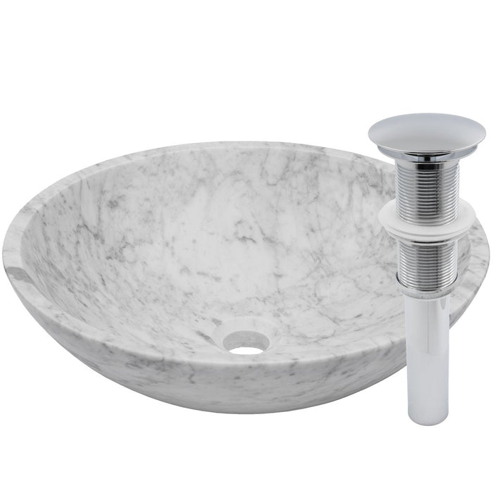 Novatto Carrera White Marble Vessel Bathroom Sink NOSV-CW Series