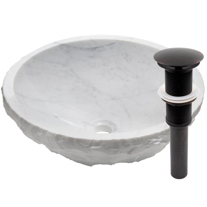 Novatto Carrera Marble Stone Vessel Sink with Chiseled Exterior NOSV-CWN Series