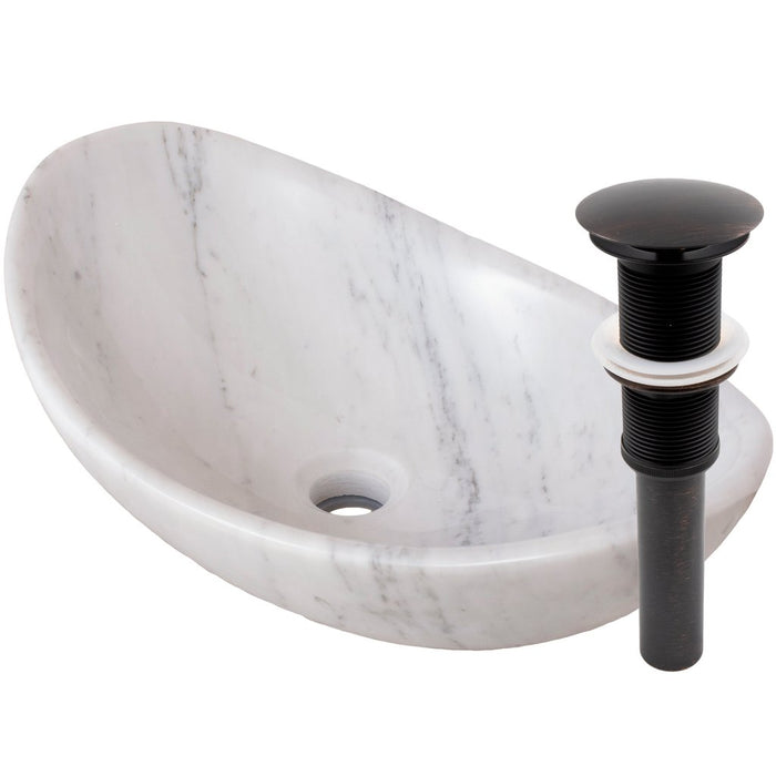 Novatto Carrera White Natural Stone Slipper Vessel Bathroom Sink NOSV-CWS Series