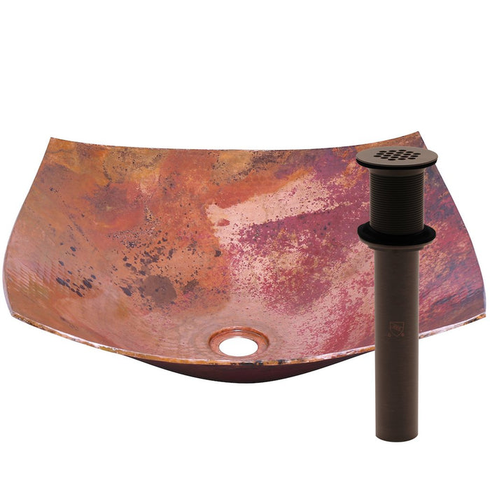 Novatto Malaga Copper Vessel Sink and Oil Rubbed Bronze Strainer Drain TCV-007NAORB