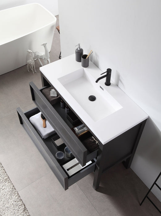 Karton Republic Annecy 36" Charcoal Oak Freestanding Modern Bathroom Vanity Sink VAANNCH36FD