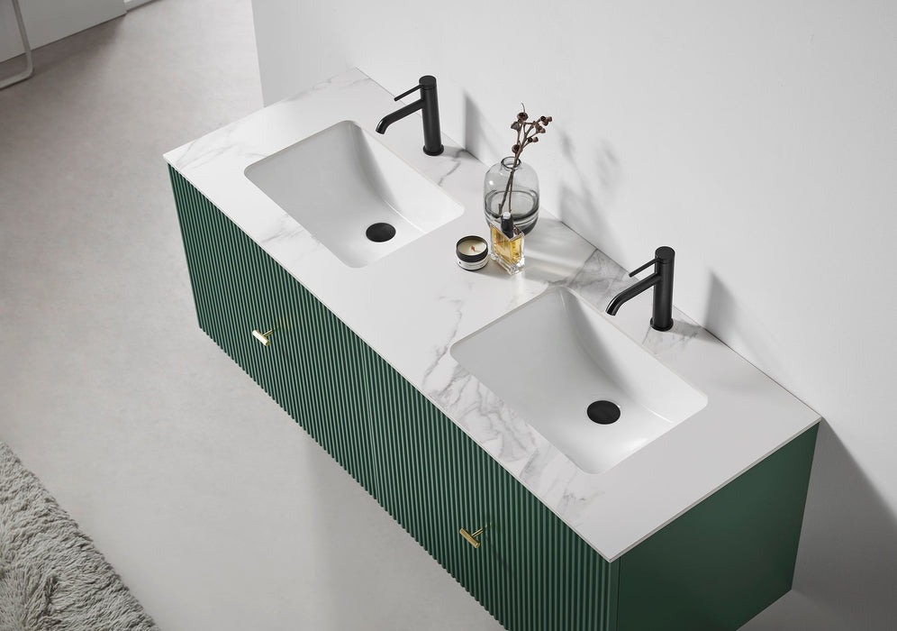 Karton Republic Barcelona 60” Forest Green Wall Mount Modern Bathroom Vanity VABARFG60WM