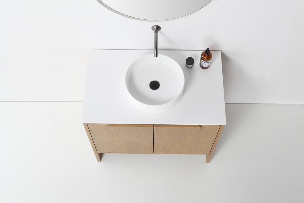 Karton Republic Celle 36” Pecan Oak Freestanding Modern Bathroom Vanity VACELPO36FD