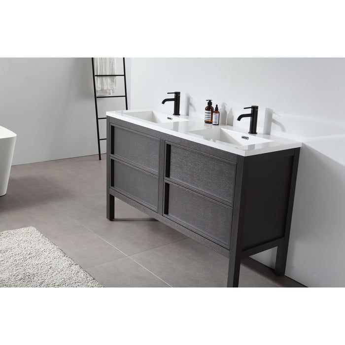 Karton Republic Annecy 55" Charcoal Oak Freestanding Modern Bathroom Vanity Sink VAANNCH55FD