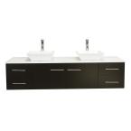 Eviva Totti Wave 60″ Gray Modern Double Sink Bathroom Vanity w/ White Glassos Top & Sinks EVVN147-60GR