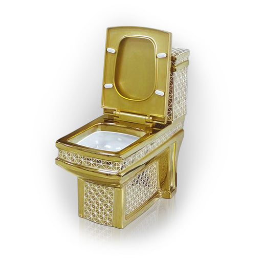 MaisonDePhilip Decorative Gold Pedestal Sink, Toilet, and Faucet Set ROM-SET3