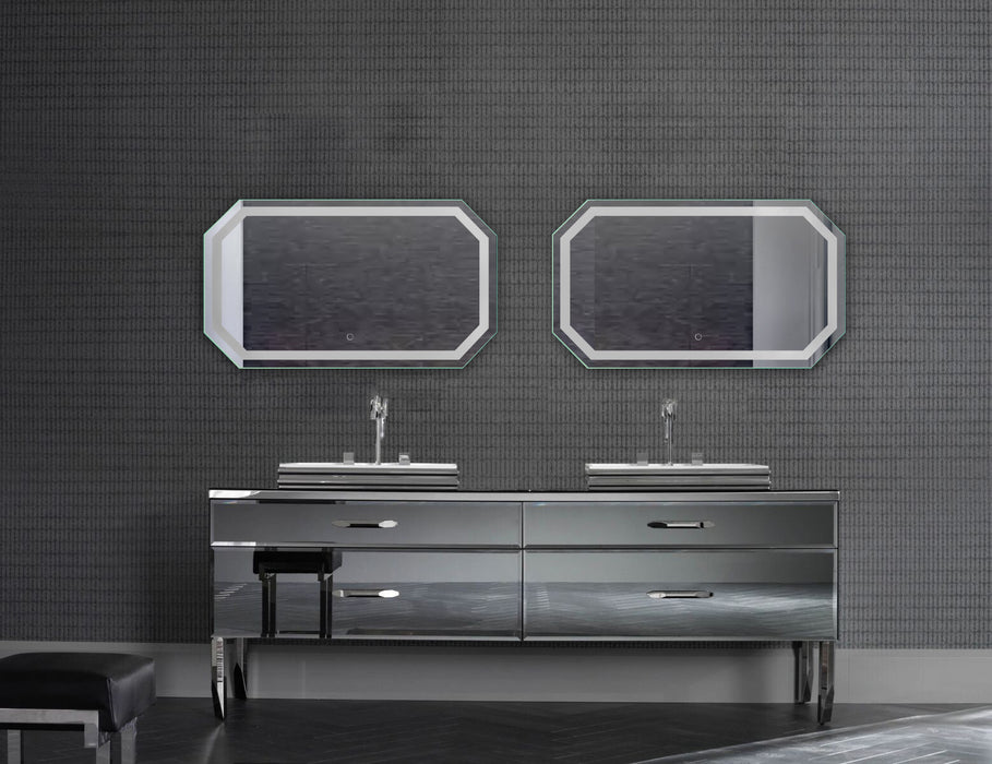 Krugg Tudor 60″ X 30″ LED Bathroom Mirror w/ Dimmer & Defogger | Large Octagon Lighted Vanity Mirror  Tudor6030