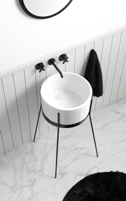 Horganica Ibrido Ceramic Circular Console Bathroom Sink White PS HO_BRD02TN