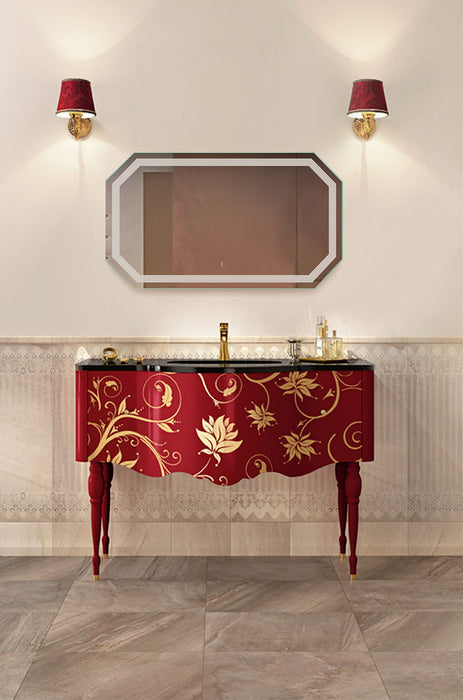 Krugg Tudor 60″ X 30″ LED Bathroom Mirror w/ Dimmer & Defogger | Large Octagon Lighted Vanity Mirror  Tudor6030