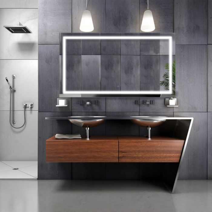 Krugg 54″ X 24″ LED Bathroom Mirror w/ Dimmer & Defogger | Lighted Vanity Mirror Icon5424