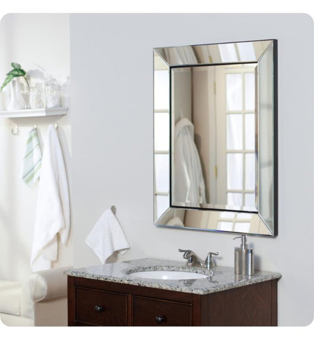 Afina Radiance Venetian 33 1/4" Recessed Contemporary Large Framed Mirror Medicine Cabinet with Single Door SD-RAD-C-L