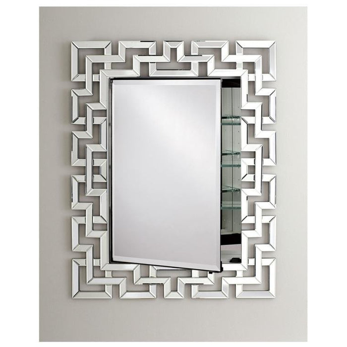 Afina Radiance Venetian 36" Recessed Greek Key Contemporary Framed Mirror Medicine Cabinet with Single Door SD-RAD-GK