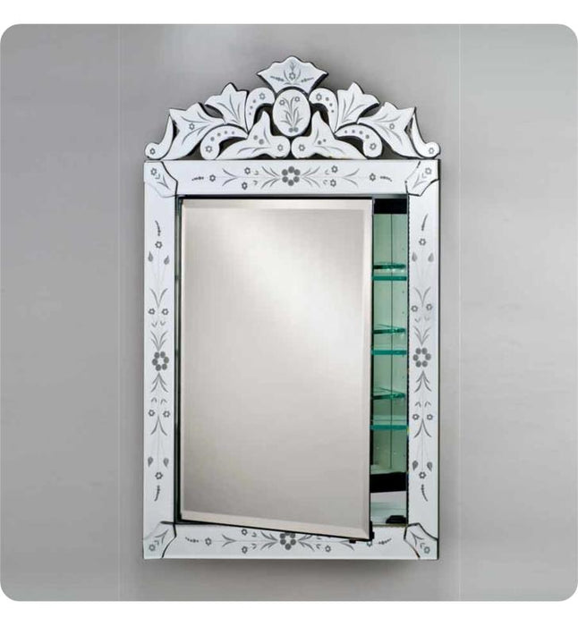 Afina Radiance Venetian 39 3/4" Recessed Traditional Framed Mirror Medicine Cabinet with Single Door SD-RAD-T